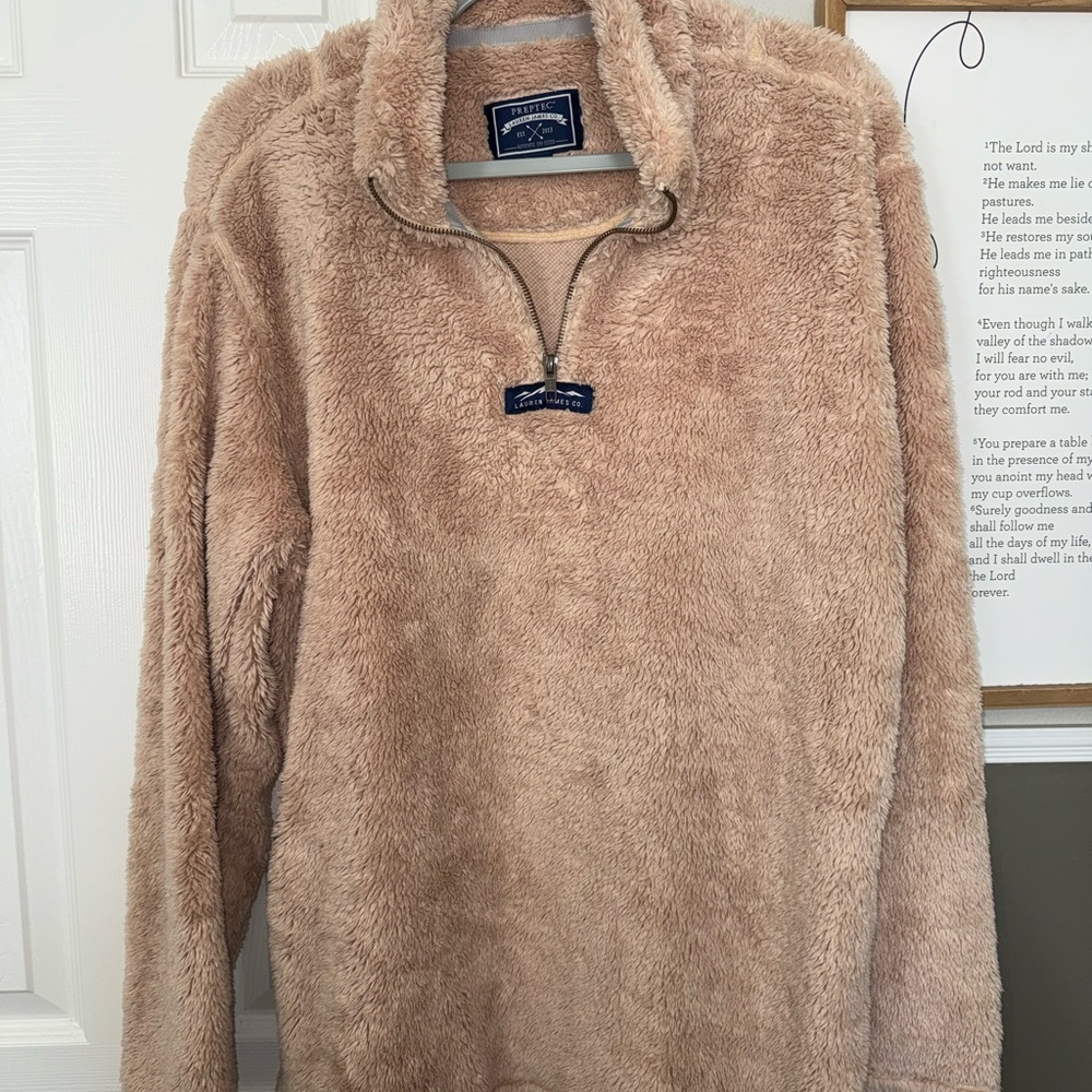Lauren James Beige Sherpa Zip-Up Jacket